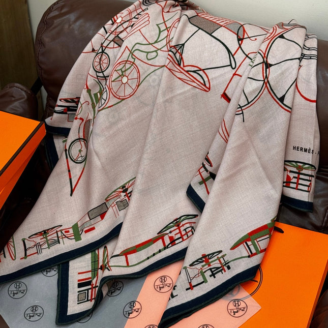 HERMES 25S SCARF 140 IN CASHMERE SILK 727319