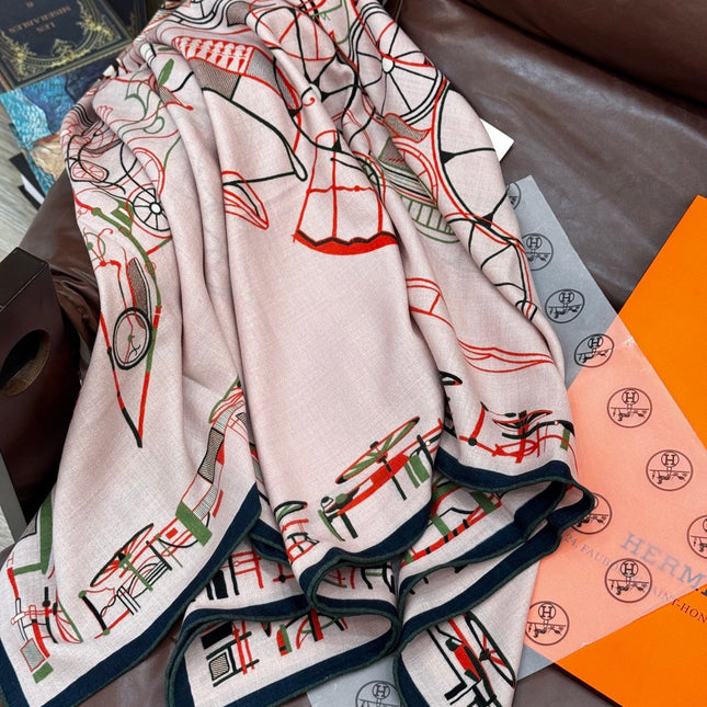 HERMES 25S SCARF 140 IN CASHMERE SILK 727319