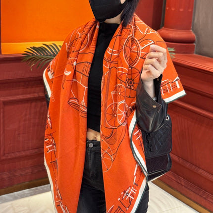 HERMES 25S SCARF 140 IN CASHMERE SILK 727321