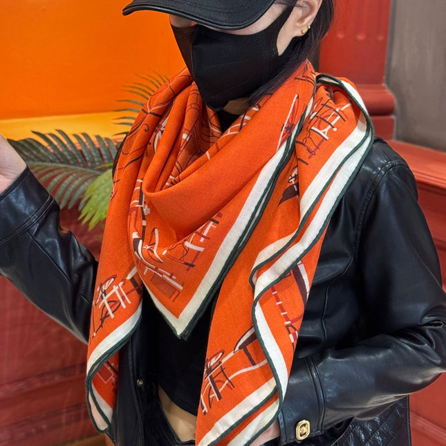 HERMES 25S SCARF 140 IN CASHMERE SILK 727321