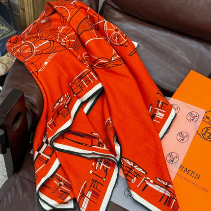 HERMES 25S SCARF 140 IN CASHMERE SILK 727321