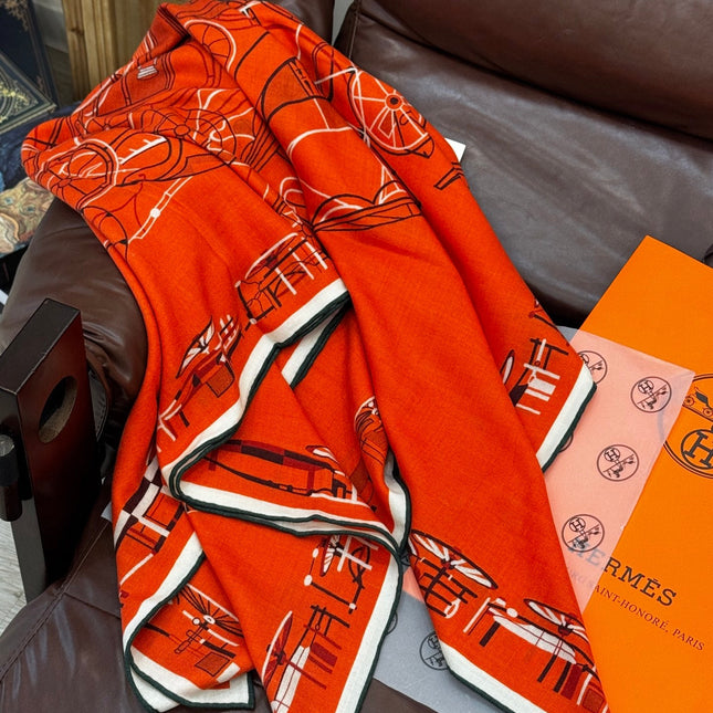 HERMES 25S SCARF 140 IN CASHMERE SILK 727321