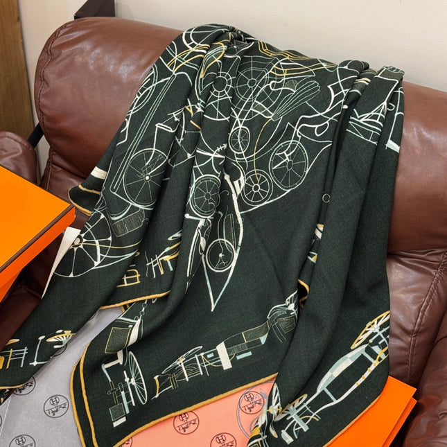 HERMES 25S SCARF 140 IN CASHMERE SILK 727320