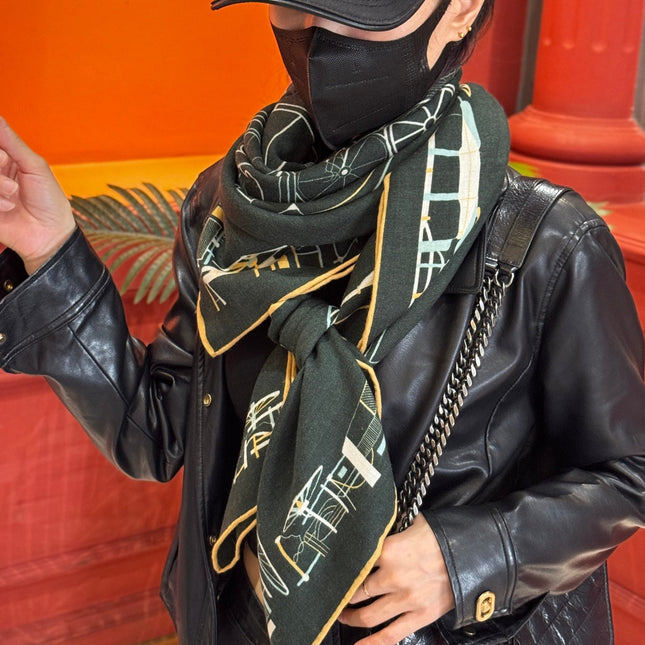 HERMES 25S SCARF 140 IN CASHMERE SILK 727320