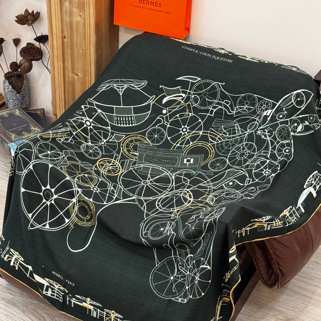 HERMES 25S SCARF 140 IN CASHMERE SILK 727320