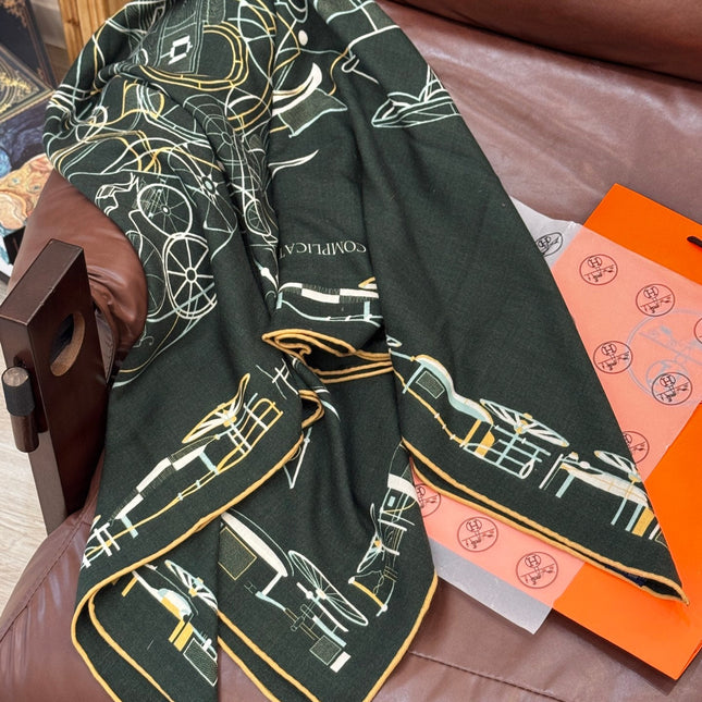 HERMES 25S SCARF 140 IN CASHMERE SILK 727320