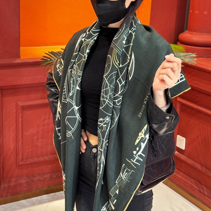 HERMES 25S SCARF 140 IN CASHMERE SILK 727320