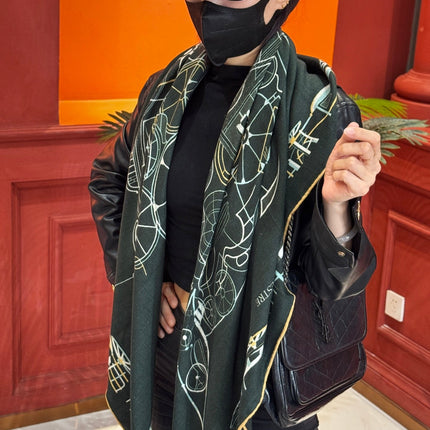 HERMES 25S SCARF 140 IN CASHMERE SILK 727320