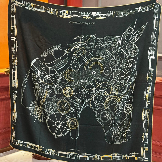 HERMES 25S SCARF 140 IN CASHMERE SILK 727320