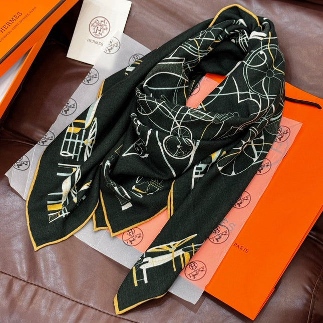 HERMES 25S SCARF 140 IN CASHMERE SILK 727320
