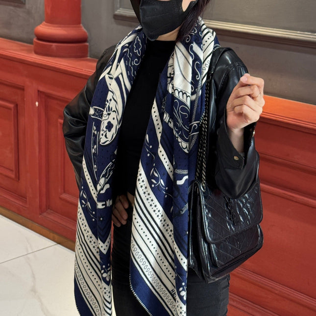 HERMES 25S SCARF 140 IN CASHMERE SILK 727315