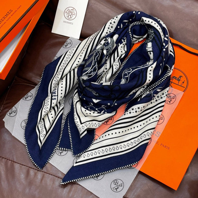 HERMES 25S SCARF 140 IN CASHMERE SILK 727315