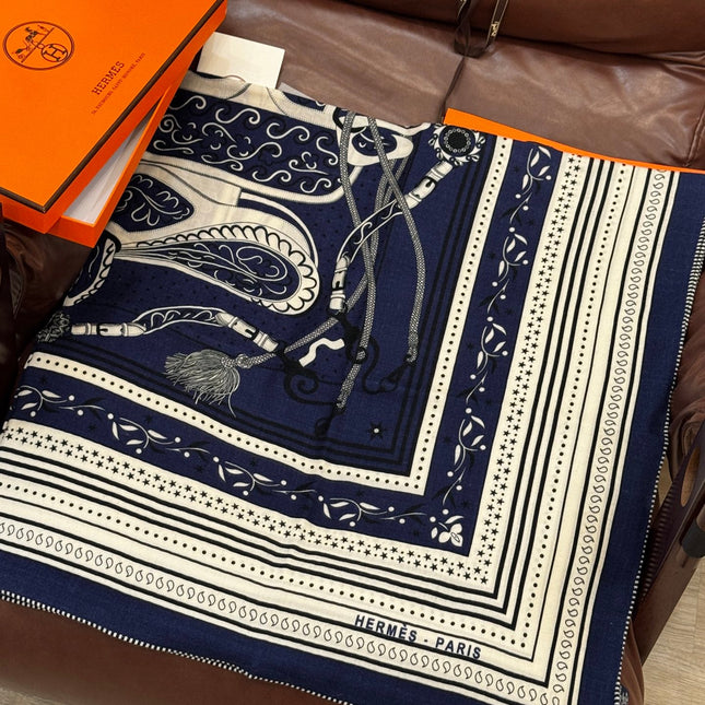 HERMES 25S SCARF 140 IN CASHMERE SILK 727315