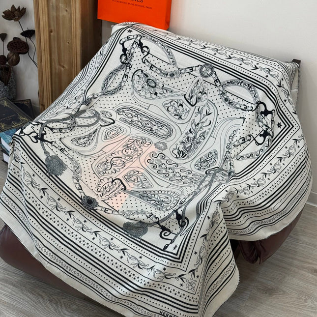 HERMES 25S SCARF 140 IN CASHMERE SILK 727316