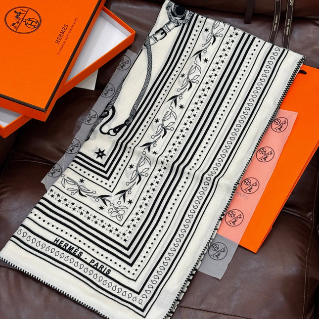 HERMES 25S SCARF 140 IN CASHMERE SILK 727316