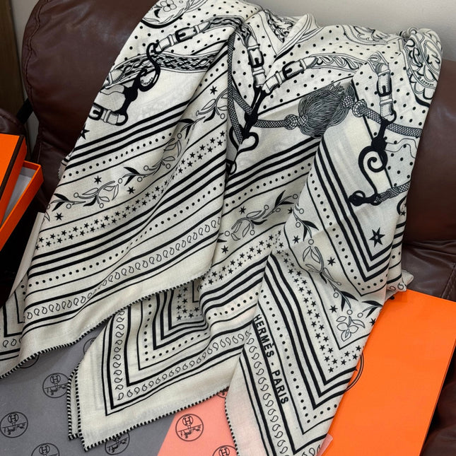 HERMES 25S SCARF 140 IN CASHMERE SILK 727316