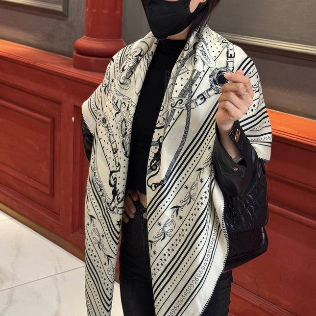 HERMES 25S SCARF 140 IN CASHMERE SILK 727316