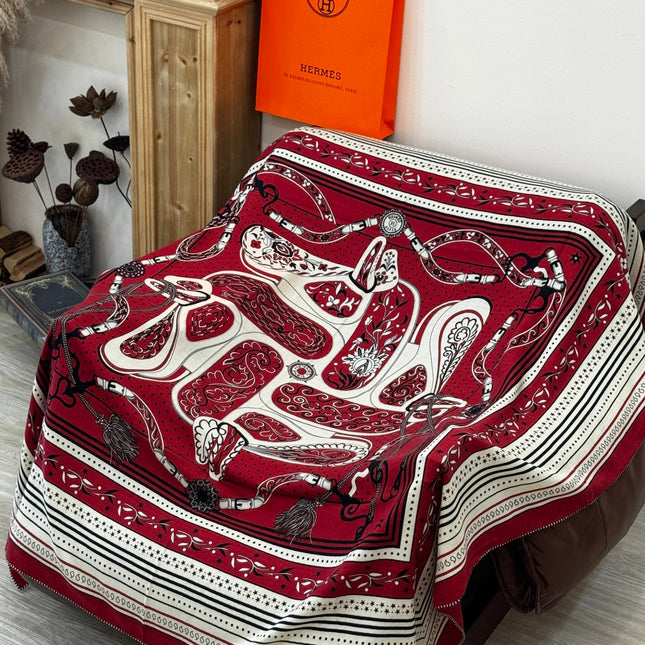 HERMES 25S SCARF 140 IN CASHMERE SILK 727317