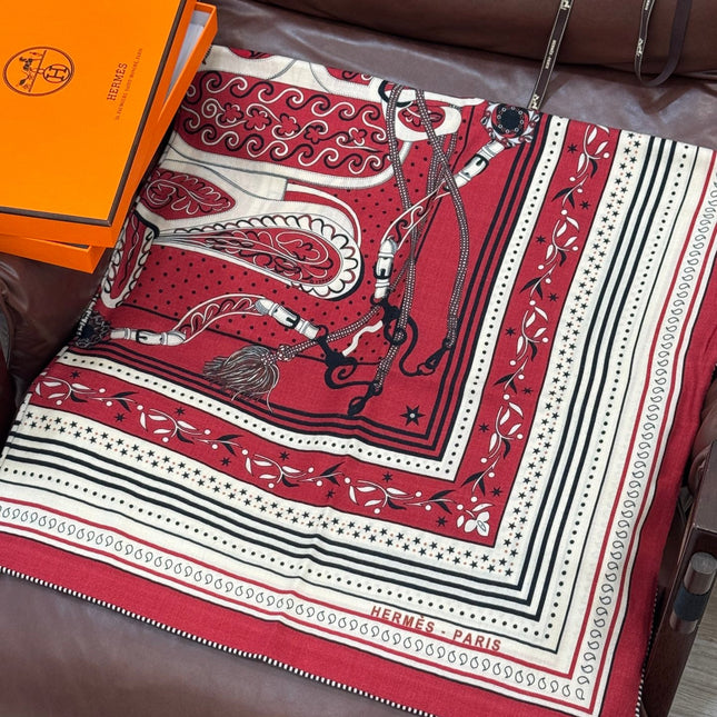 HERMES 25S SCARF 140 IN CASHMERE SILK 727317