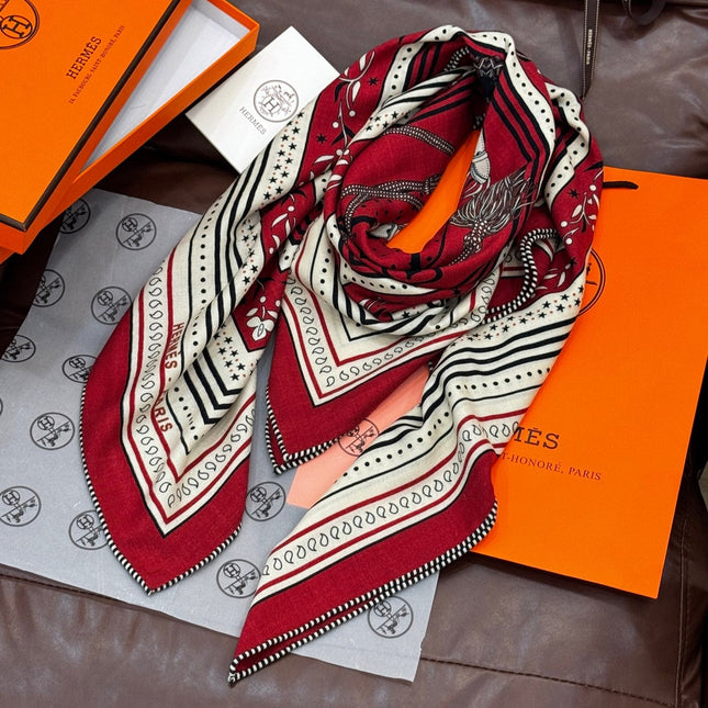 HERMES 25S SCARF 140 IN CASHMERE SILK 727317