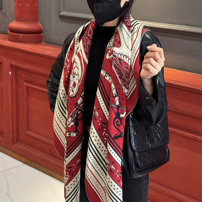 HERMES 25S SCARF 140 IN CASHMERE SILK 727317