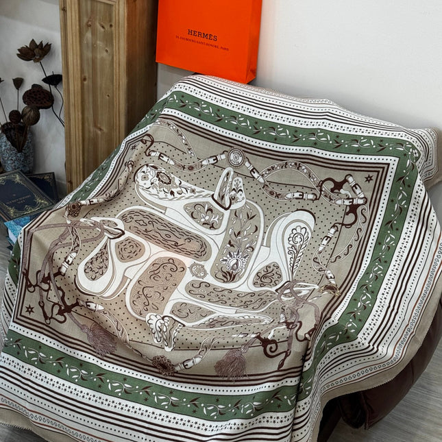 HERMES 25S SCARF 140 IN CASHMERE SILK 727318