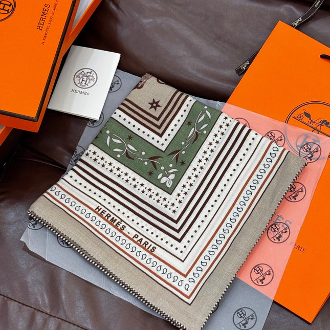 HERMES 25S SCARF 140 IN CASHMERE SILK 727318