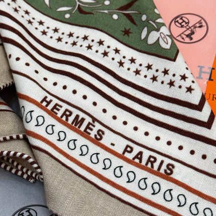 HERMES 25S SCARF 140 IN CASHMERE SILK 727318