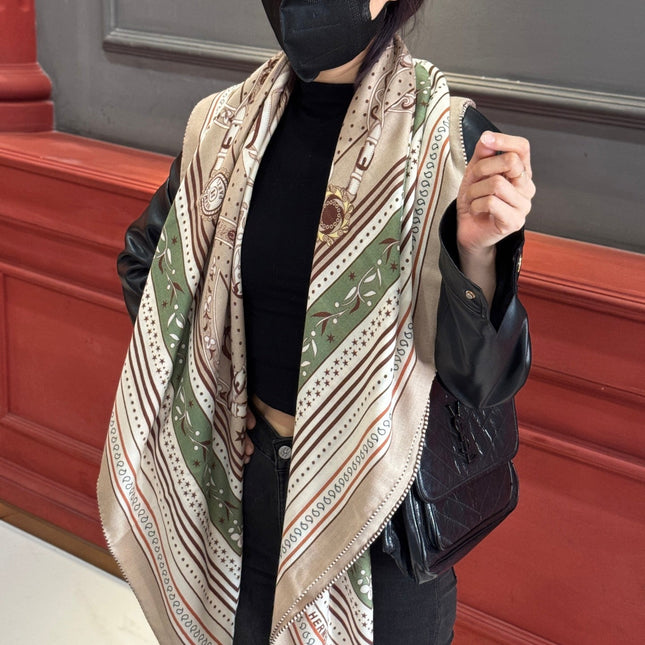 HERMES 25S SCARF 140 IN CASHMERE SILK 727318