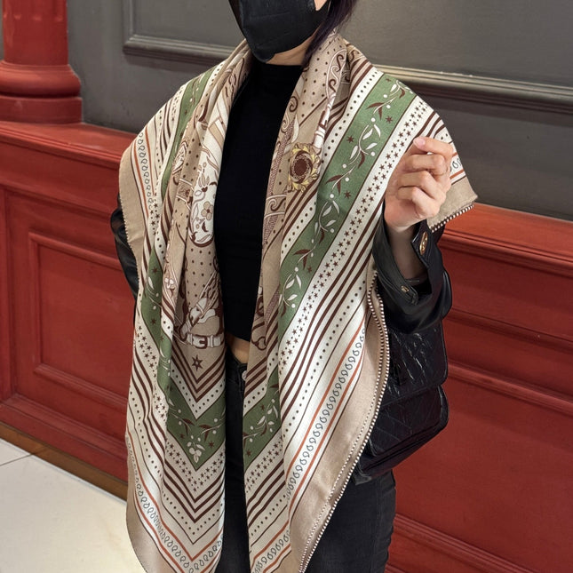 HERMES 25S SCARF 140 IN CASHMERE SILK 727318