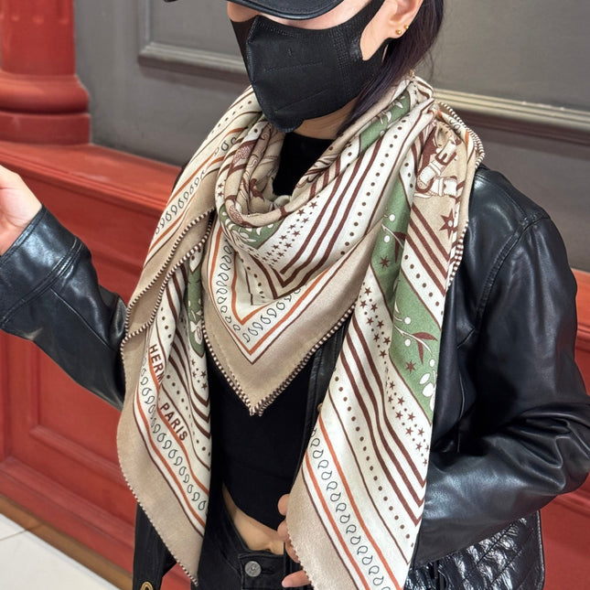 HERMES 25S SCARF 140 IN CASHMERE SILK 727318