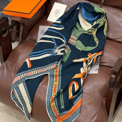 HERMES 25S SCARF 140 IN CASHMERE SILK 727300