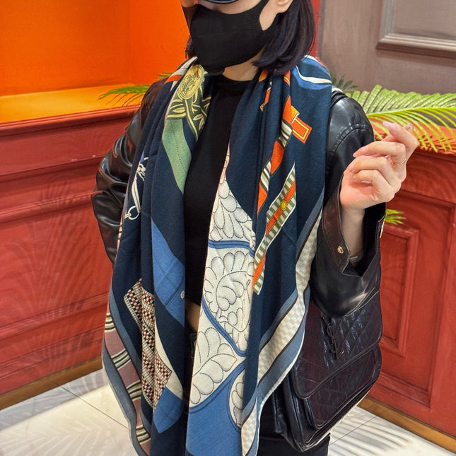 HERMES 25S SCARF 140 IN CASHMERE SILK 727300