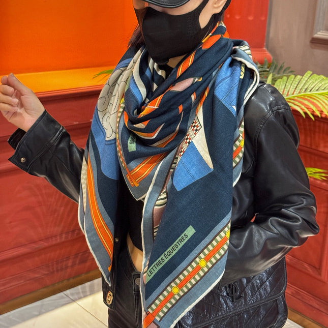 HERMES 25S SCARF 140 IN CASHMERE SILK 727300