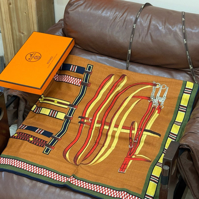 HERMES 25S SCARF 140 IN CASHMERE SILK 727301