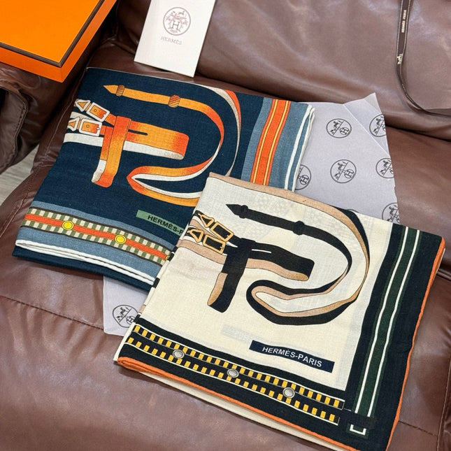 HERMES 25S SCARF 140 IN CASHMERE SILK 727301