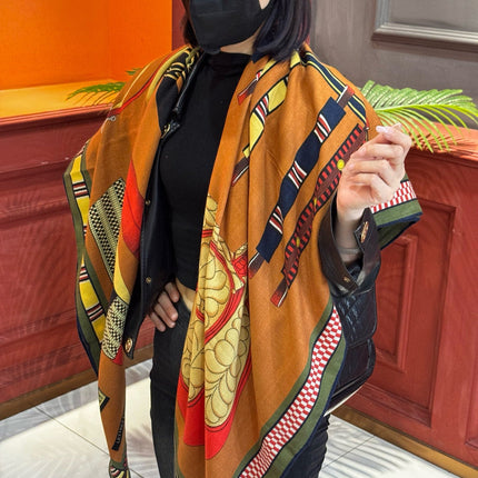 HERMES 25S SCARF 140 IN CASHMERE SILK 727301