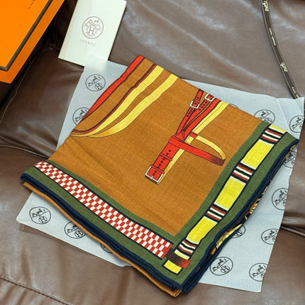 HERMES 25S SCARF 140 IN CASHMERE SILK 727301