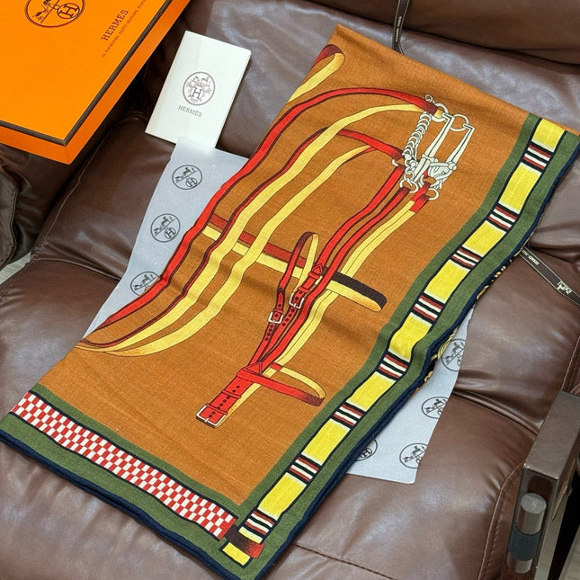 HERMES 25S SCARF 140 IN CASHMERE SILK 727301