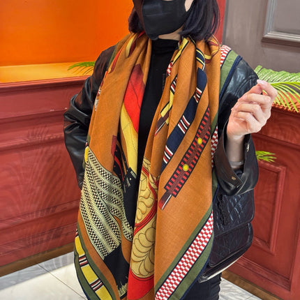 HERMES 25S SCARF 140 IN CASHMERE SILK 727301