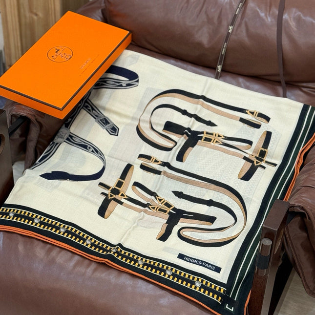 HERMES 25S SCARF 140 IN CASHMERE SILK 727302