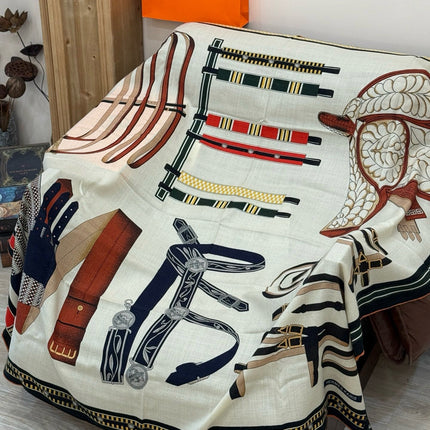 HERMES 25S SCARF 140 IN CASHMERE SILK 727302