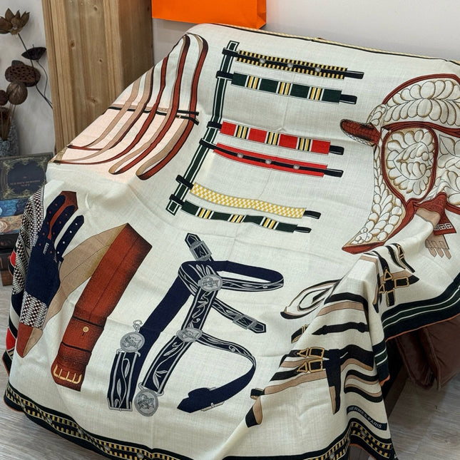 HERMES 25S SCARF 140 IN CASHMERE SILK 727302