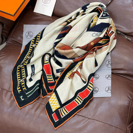 HERMES 25S SCARF 140 IN CASHMERE SILK 727302