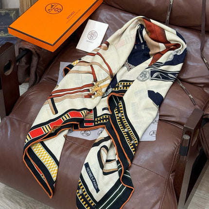 HERMES 25S SCARF 140 IN CASHMERE SILK 727302