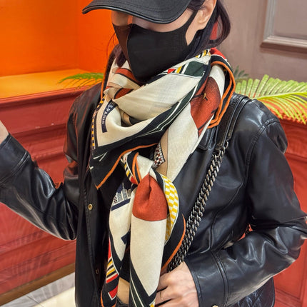 HERMES 25S SCARF 140 IN CASHMERE SILK 727302