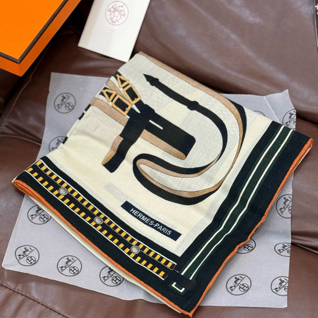HERMES 25S SCARF 140 IN CASHMERE SILK 727302