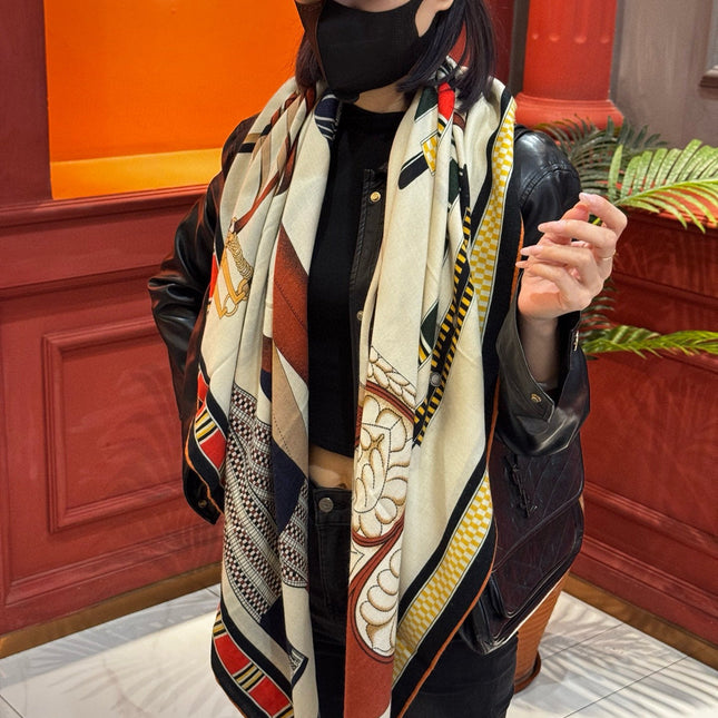 HERMES 25S SCARF 140 IN CASHMERE SILK 727302