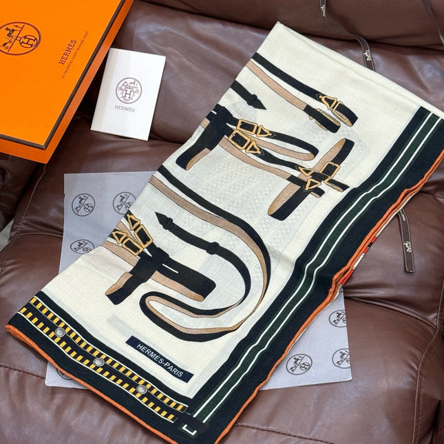 HERMES 25S SCARF 140 IN CASHMERE SILK 727302