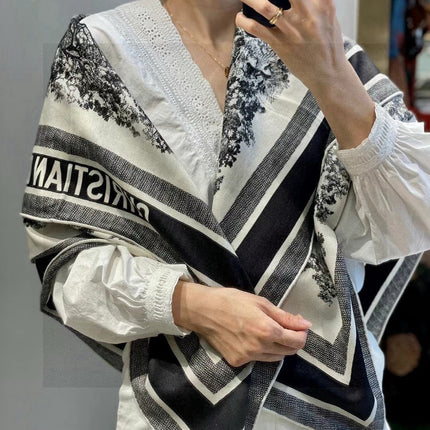 DIOR SCARF 110 CM IN COTTON-SILK FABRIC 730606